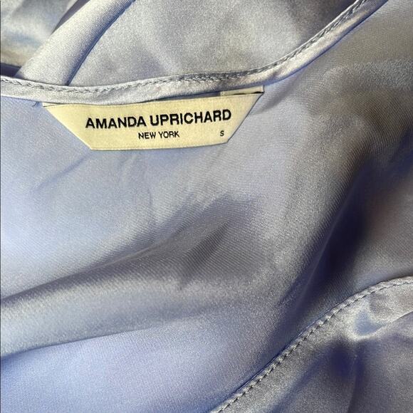 Amanda Uprichard Cecelia Silk Ruffle Sleeve Blue Maxi Dress Size Small - Picture 10 of 11